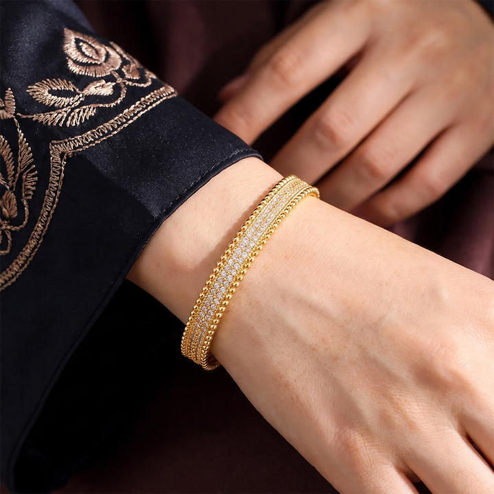 HilalHaven Glimmer Border Zircon‑Inlaid Bangle &amp; Ring Jewellery Set - image 1