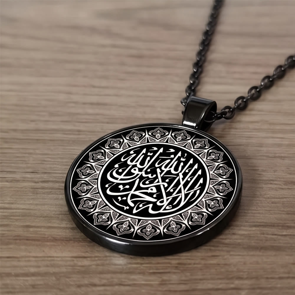 HilalHaven Ornate Seal Glass‑Cabochon Round Pendant Necklace - image 13