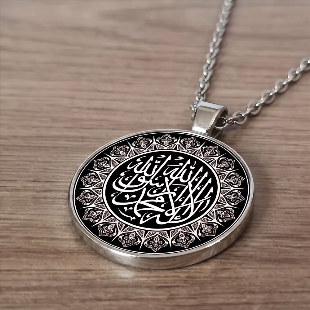 HilalHaven Ornate Seal Glass‑Cabochon Round Pendant Necklace - image 9