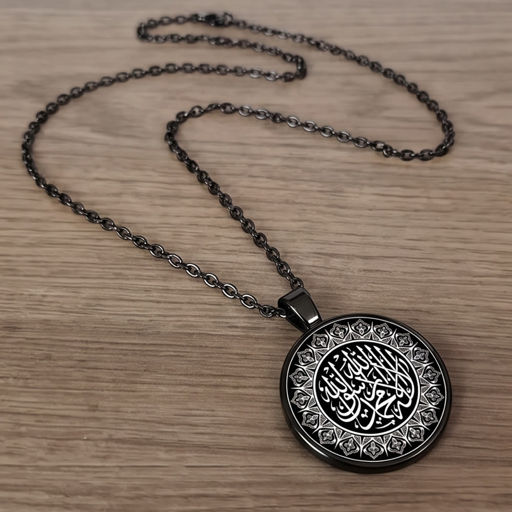 HilalHaven Ornate Seal Glass‑Cabochon Round Pendant Necklace - image 15