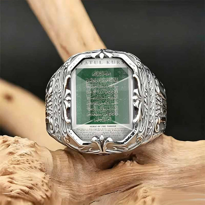 HilalHaven Emerald Script Ornate Square Signet Ring - US10 - image 2