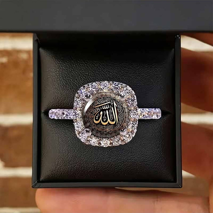 FREE Today: Luminous Seal Allah Cushion‑Cut Pavé Halo Signet Ring - image 8
