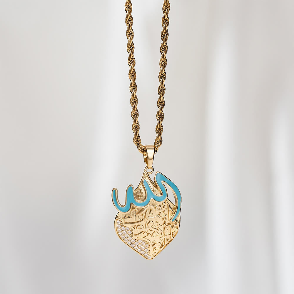 HilalHaven Azure Crest Enamel Script Pendant Necklace - image 4