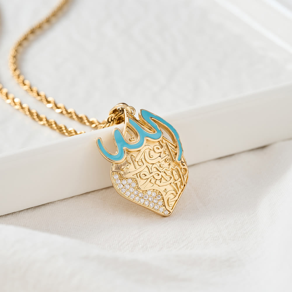 HilalHaven Azure Crest Enamel Script Pendant Necklace - image 2