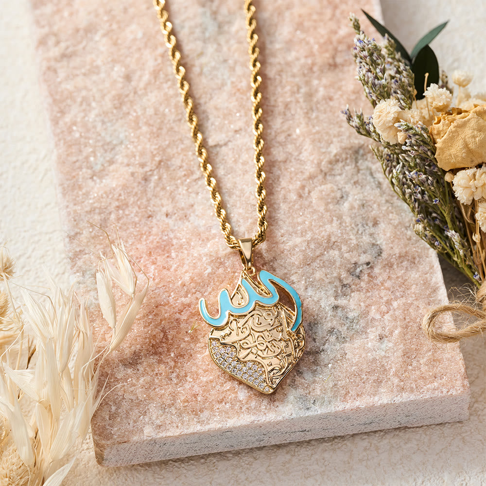 HilalHaven Azure Crest Enamel Script Pendant Necklace - image 1