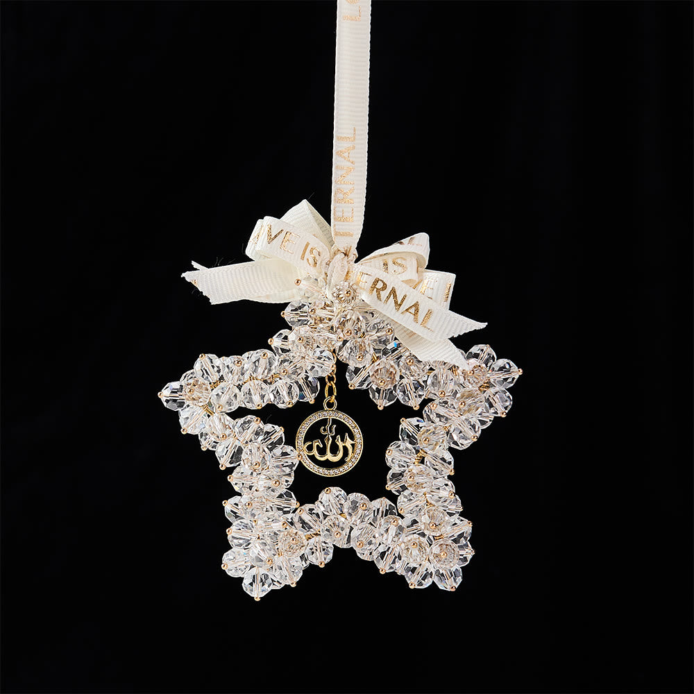 HilalHaven Starlight Journey Allah Crystal Star Car Charm — Bow-tied Gemstone Rearview Mirror Ornament - image 11