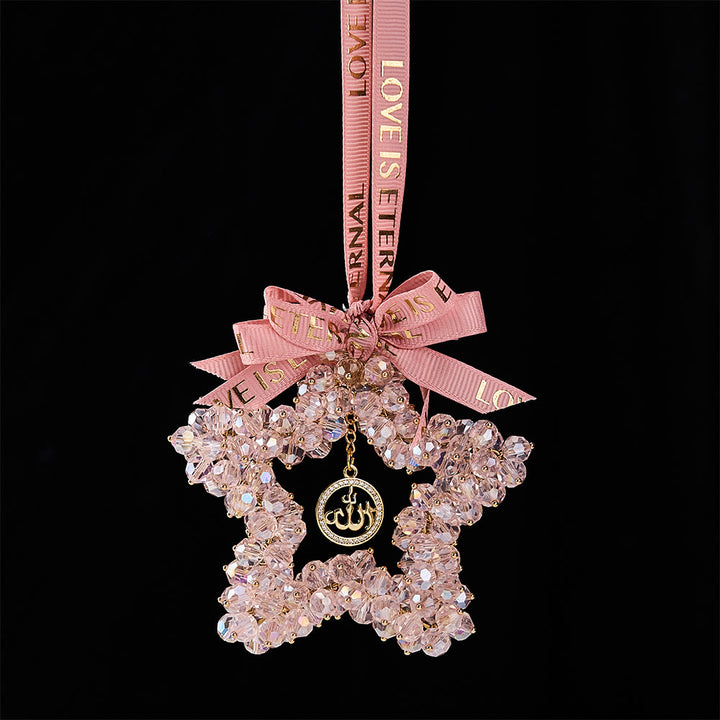 HilalHaven Starlight Journey Allah Crystal Star Car Charm — Bow-tied Gemstone Rearview Mirror Ornament - image 17