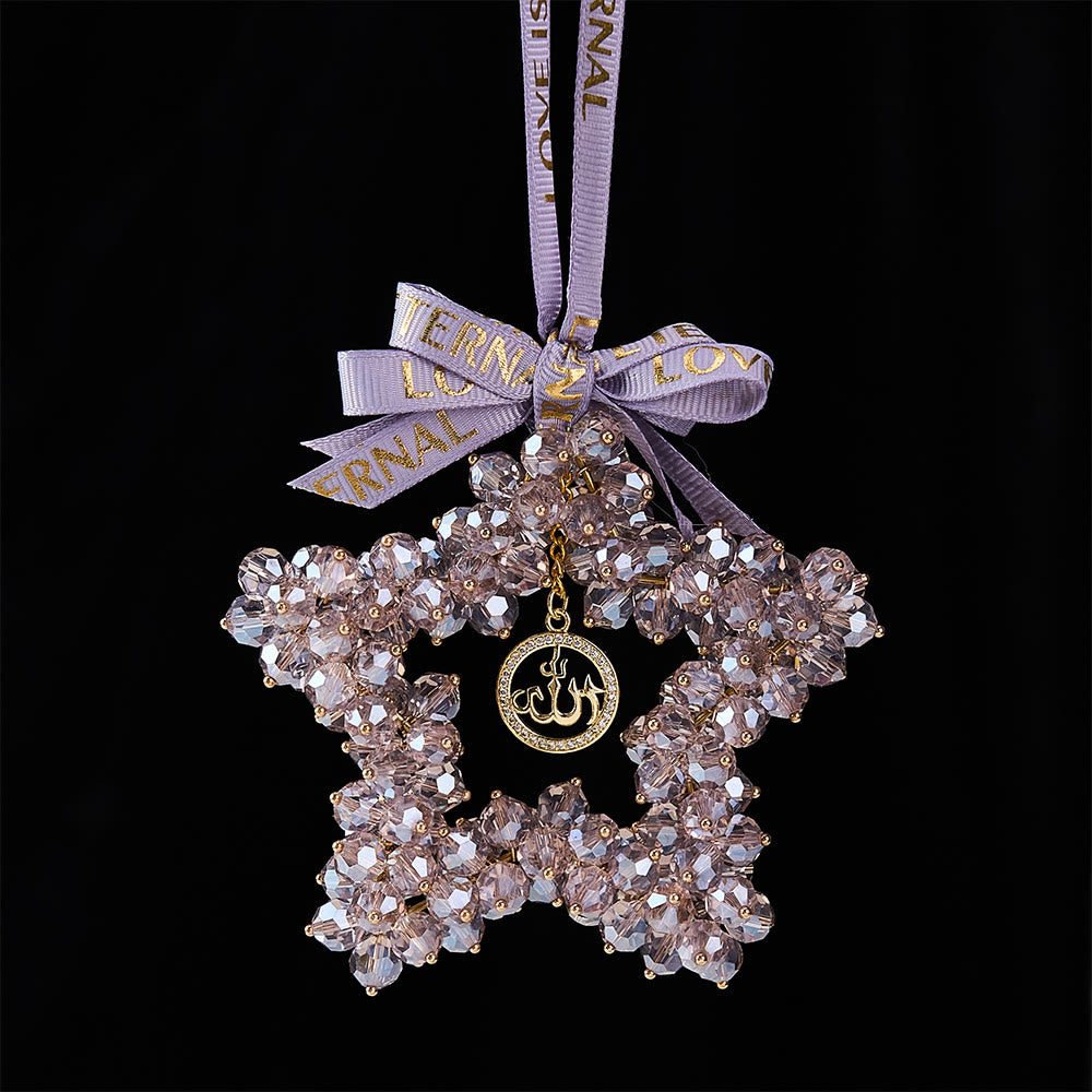 HilalHaven Starlight Journey Allah Crystal Star Car Charm — Bow-tied Gemstone Rearview Mirror Ornament - image 23