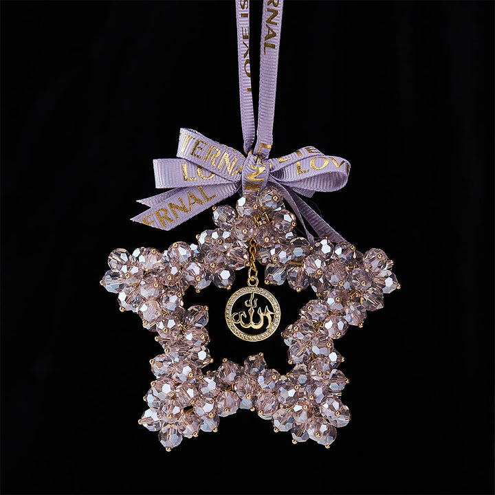 HilalHaven Starlight Journey Allah Crystal Star Car Charm — Bow-tied Gemstone Rearview Mirror Ornament - image 23