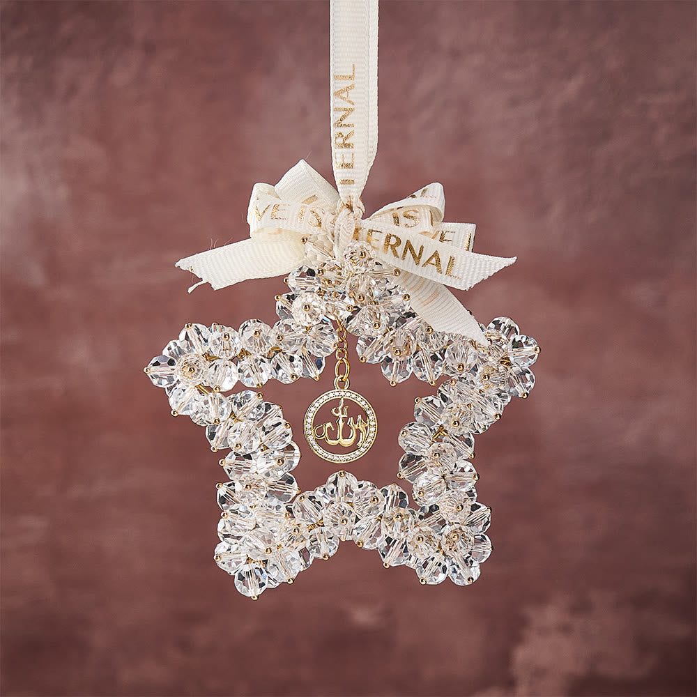 HilalHaven Starlight Journey Allah Crystal Star Car Charm — Bow-tied Gemstone Rearview Mirror Ornament - image 8