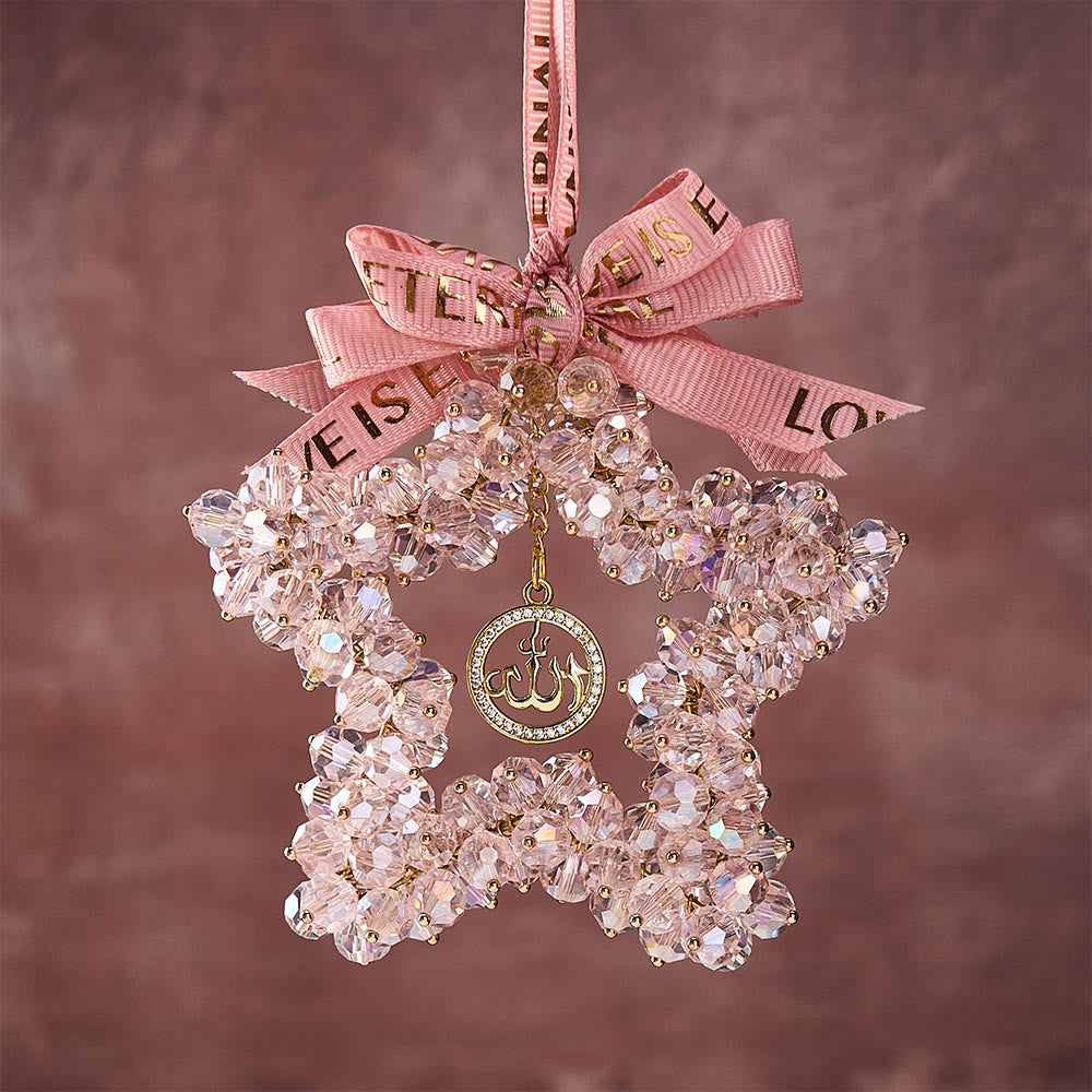 HilalHaven Starlight Journey Allah Crystal Star Car Charm — Bow-tied Gemstone Rearview Mirror Ornament - image 14
