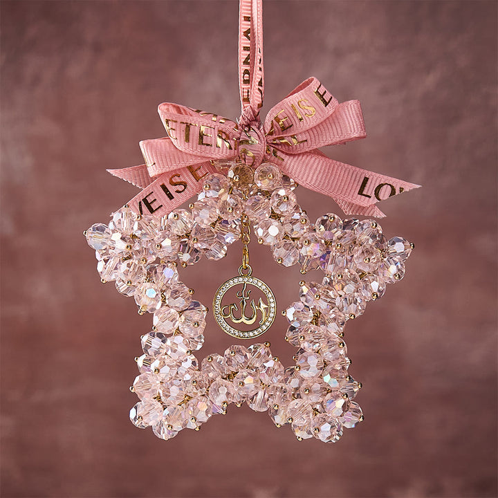 HilalHaven Starlight Journey Allah Crystal Star Car Charm — Bow-tied Gemstone Rearview Mirror Ornament - image 14