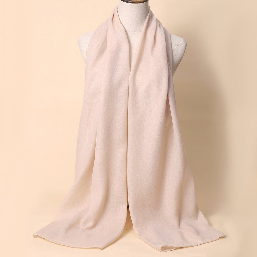 HilalHaven Soft Veil Textured Viscose Hijab Scarf— Mid‑Length Woven All‑Season Wrap - Light Nude - image 3