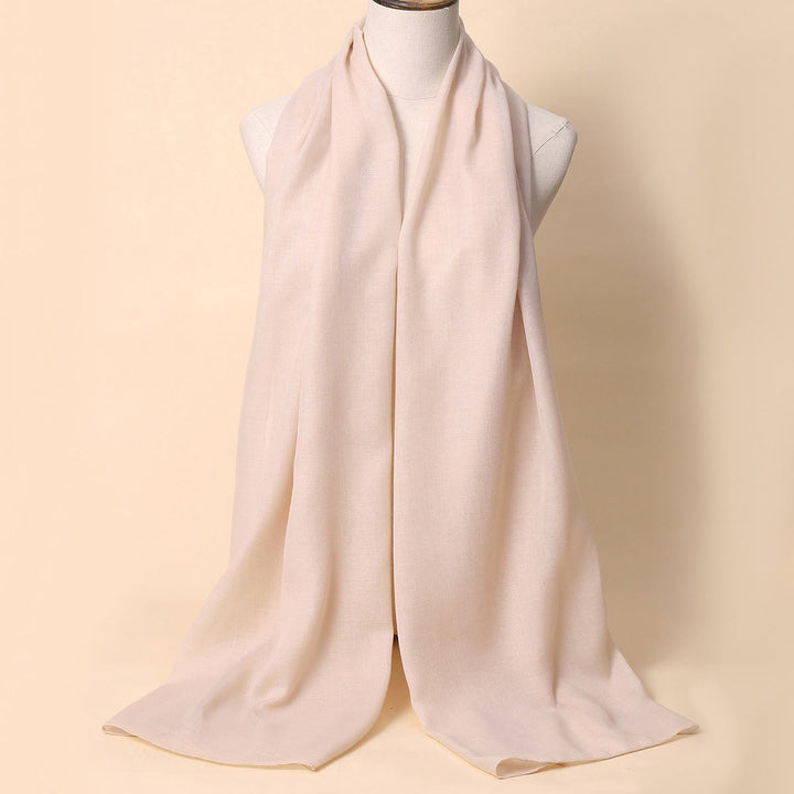 HilalHaven Soft Veil Textured Viscose Hijab Scarf— Mid‑Length Woven All‑Season Wrap - Light Nude - image 3