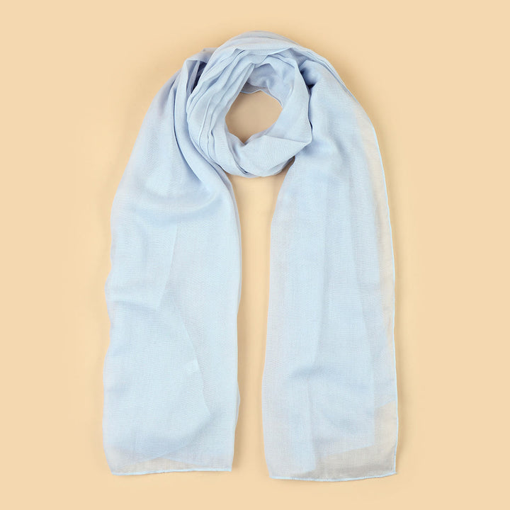 HilalHaven Soft Veil Textured Viscose Hijab Scarf— Mid‑Length Woven All‑Season Wrap - Light Sky Blue - image 7