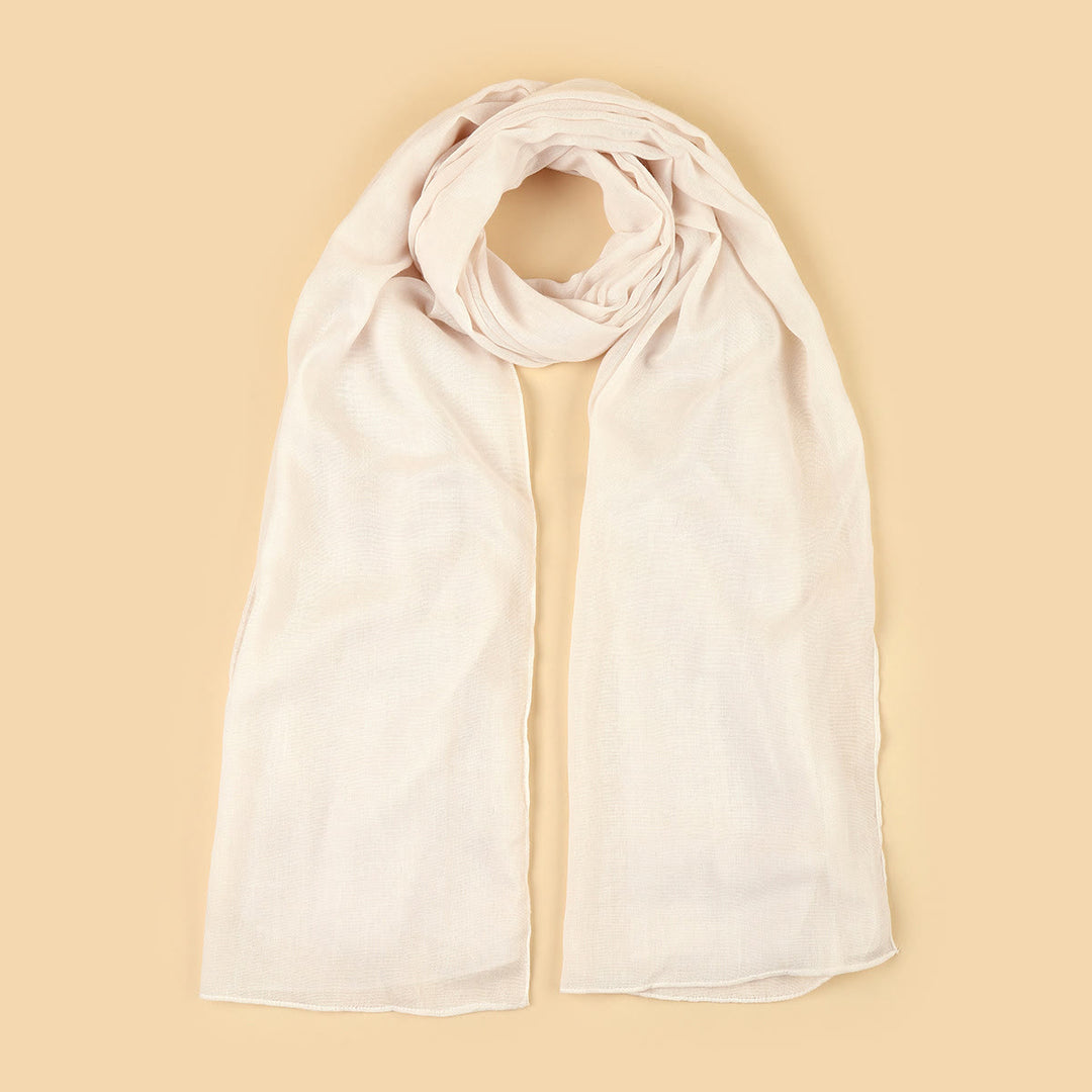 HilalHaven Soft Veil Textured Viscose Hijab Scarf— Mid‑Length Woven All‑Season Wrap - Off‑White - image 5