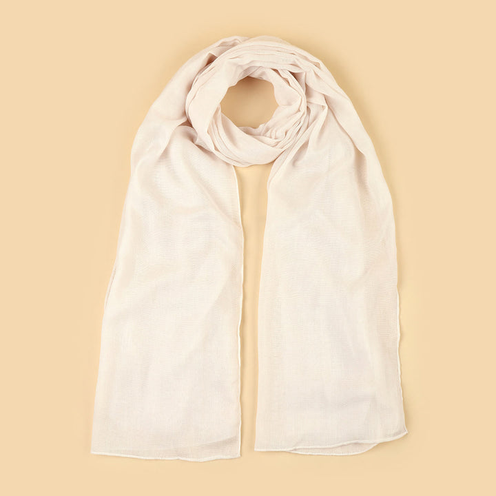 HilalHaven Soft Veil Textured Viscose Hijab Scarf— Mid‑Length Woven All‑Season Wrap - Off‑White - image 5