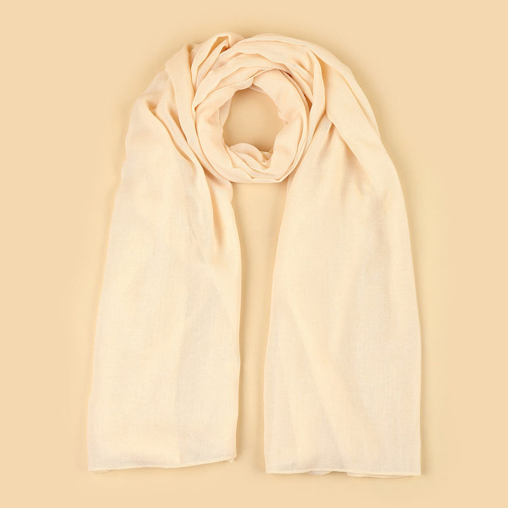 HilalHaven Soft Veil Textured Viscose Hijab Scarf— Mid‑Length Woven All‑Season Wrap - Apricot - image 8
