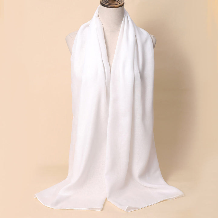 HilalHaven Soft Veil Textured Viscose Hijab Scarf— Mid‑Length Woven All‑Season Wrap - White - image 6