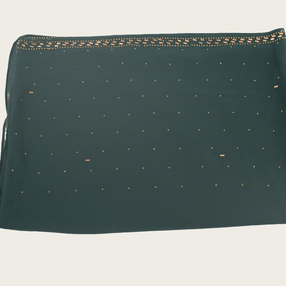 HilalHaven Sparkling Border Multi‑Color Pearl Chiffon Hijab — Long Woven Polyester All‑Season Wrap - Forest Green - image 18