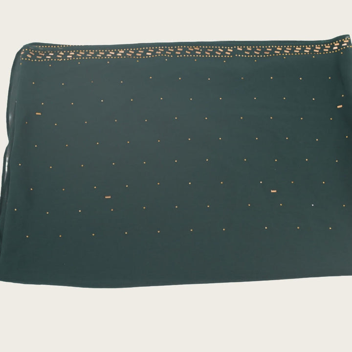 HilalHaven Sparkling Border Multi‑Color Pearl Chiffon Hijab — Long Woven Polyester All‑Season Wrap - Forest Green - image 18