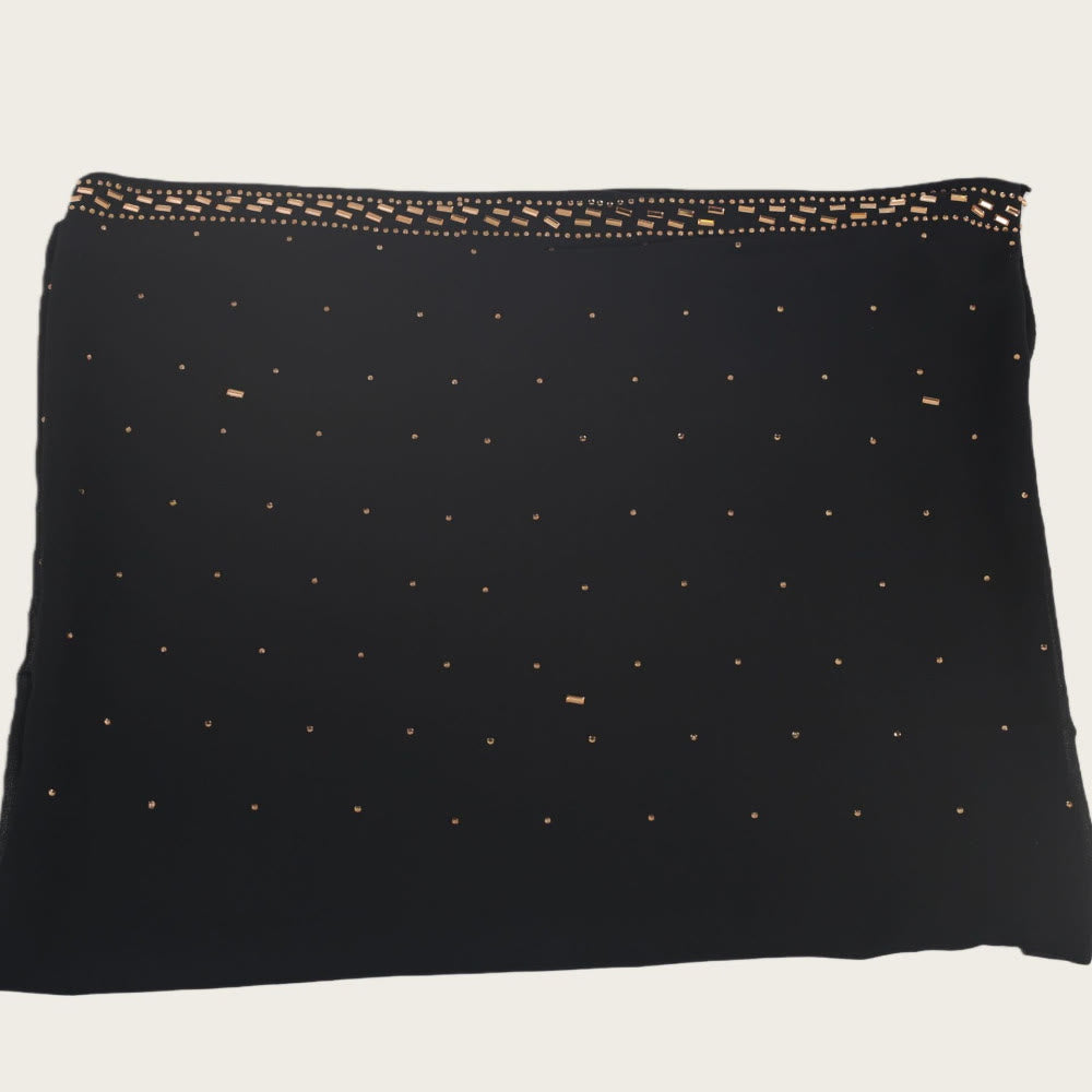 HilalHaven Sparkling Border Multi‑Color Pearl Chiffon Hijab — Long Woven Polyester All‑Season Wrap - Black - image 17