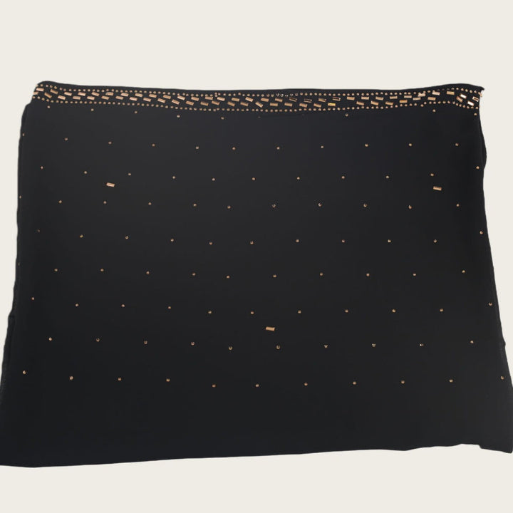 HilalHaven Sparkling Border Multi‑Color Pearl Chiffon Hijab — Long Woven Polyester All‑Season Wrap - Black - image 17