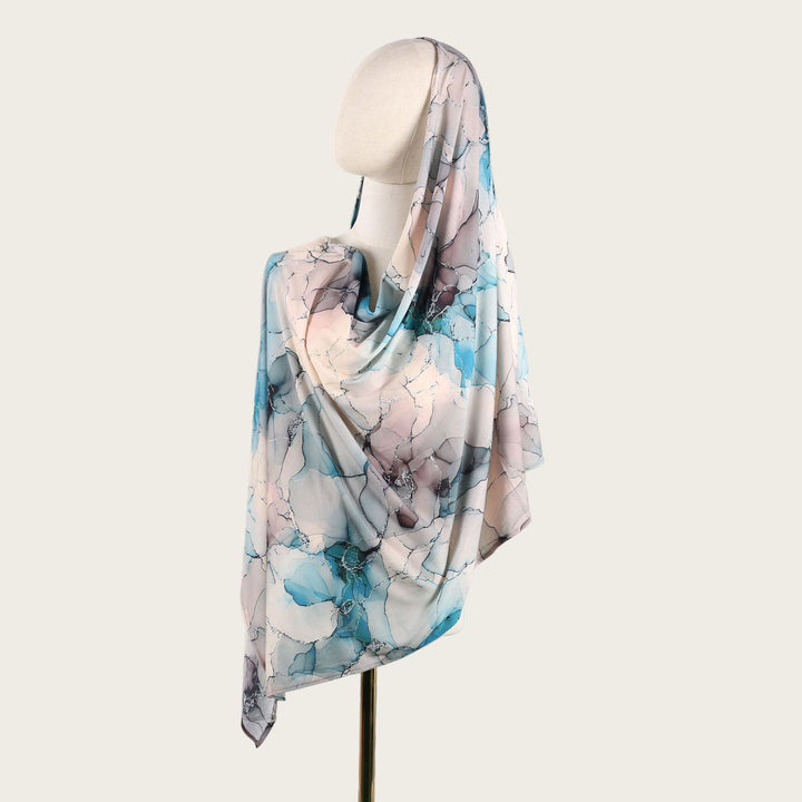 HilalHaven Fluid Hues Art‑Print Satin Cotton Hijab — Multi‑Pattern Long Viscose Head Scarf - 6 - image 11