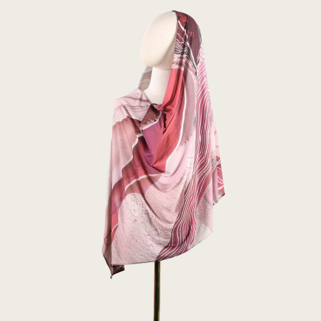 HilalHaven Fluid Hues Art‑Print Satin Cotton Hijab — Multi‑Pattern Long Viscose Head Scarf - 8 - image 15