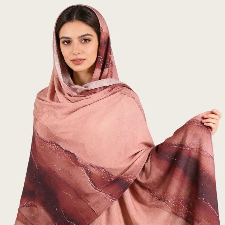 HilalHaven Fluid Hues Art‑Print Satin Cotton Hijab — Multi‑Pattern Long Viscose Head Scarf - image 18