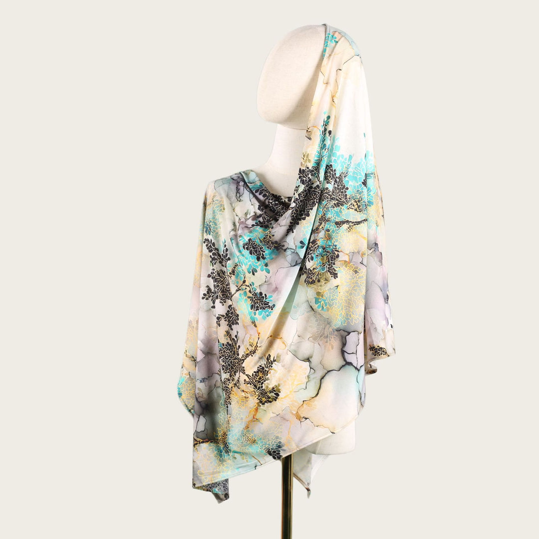 HilalHaven Fluid Hues Art‑Print Satin Cotton Hijab — Multi‑Pattern Long Viscose Head Scarf - 5 - image 9
