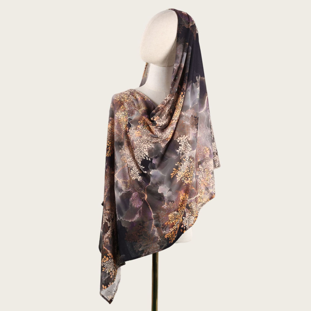 HilalHaven Fluid Hues Art‑Print Satin Cotton Hijab — Multi‑Pattern Long Viscose Head Scarf - 12 - image 23