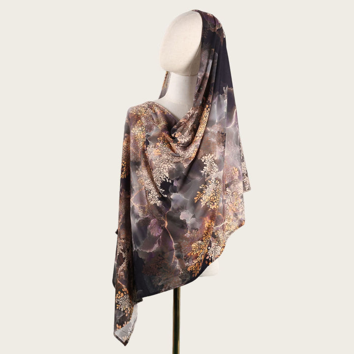 HilalHaven Fluid Hues Art‑Print Satin Cotton Hijab — Multi‑Pattern Long Viscose Head Scarf - 12 - image 23
