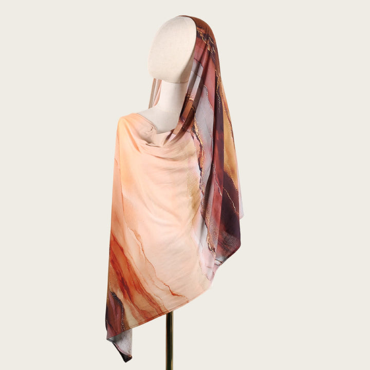 HilalHaven Fluid Hues Art‑Print Satin Cotton Hijab — Multi‑Pattern Long Viscose Head Scarf - 22 - image 43