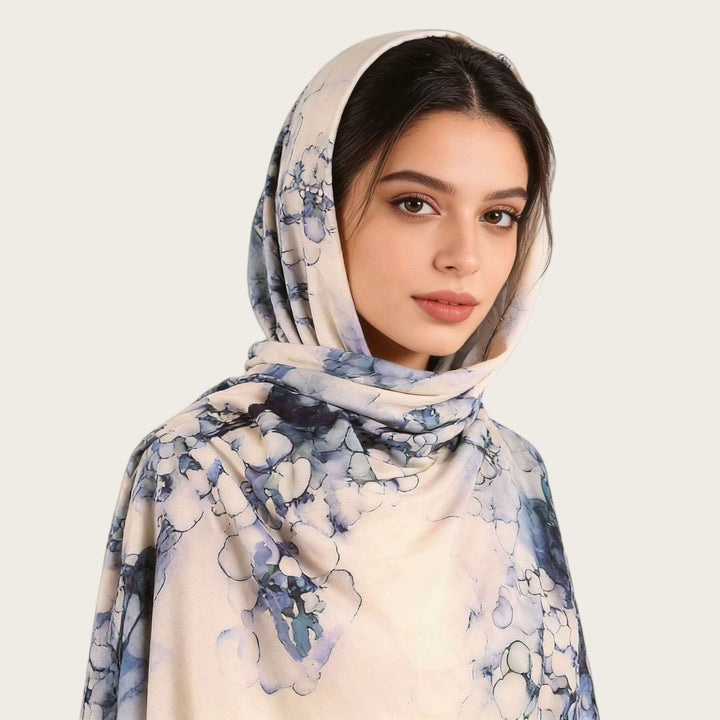 HilalHaven Fluid Hues Art‑Print Satin Cotton Hijab — Multi‑Pattern Long Viscose Head Scarf - image 34