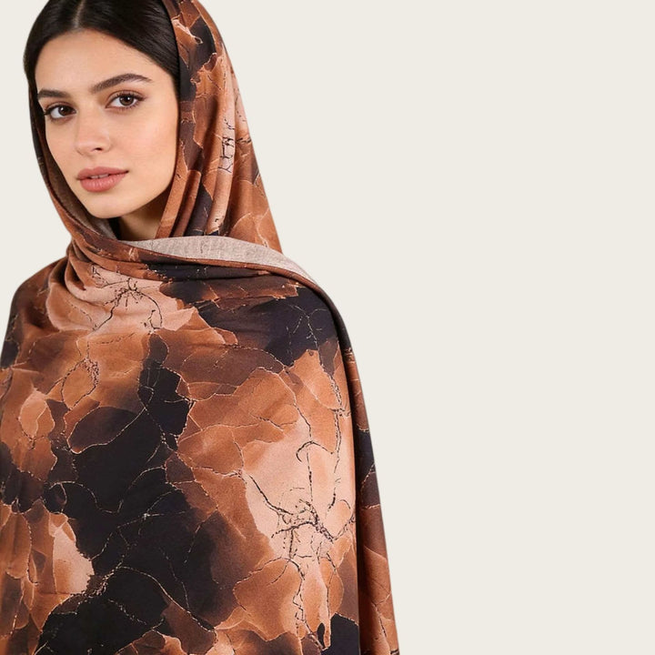 HilalHaven Fluid Hues Art‑Print Satin Cotton Hijab — Multi‑Pattern Long Viscose Head Scarf - image 12