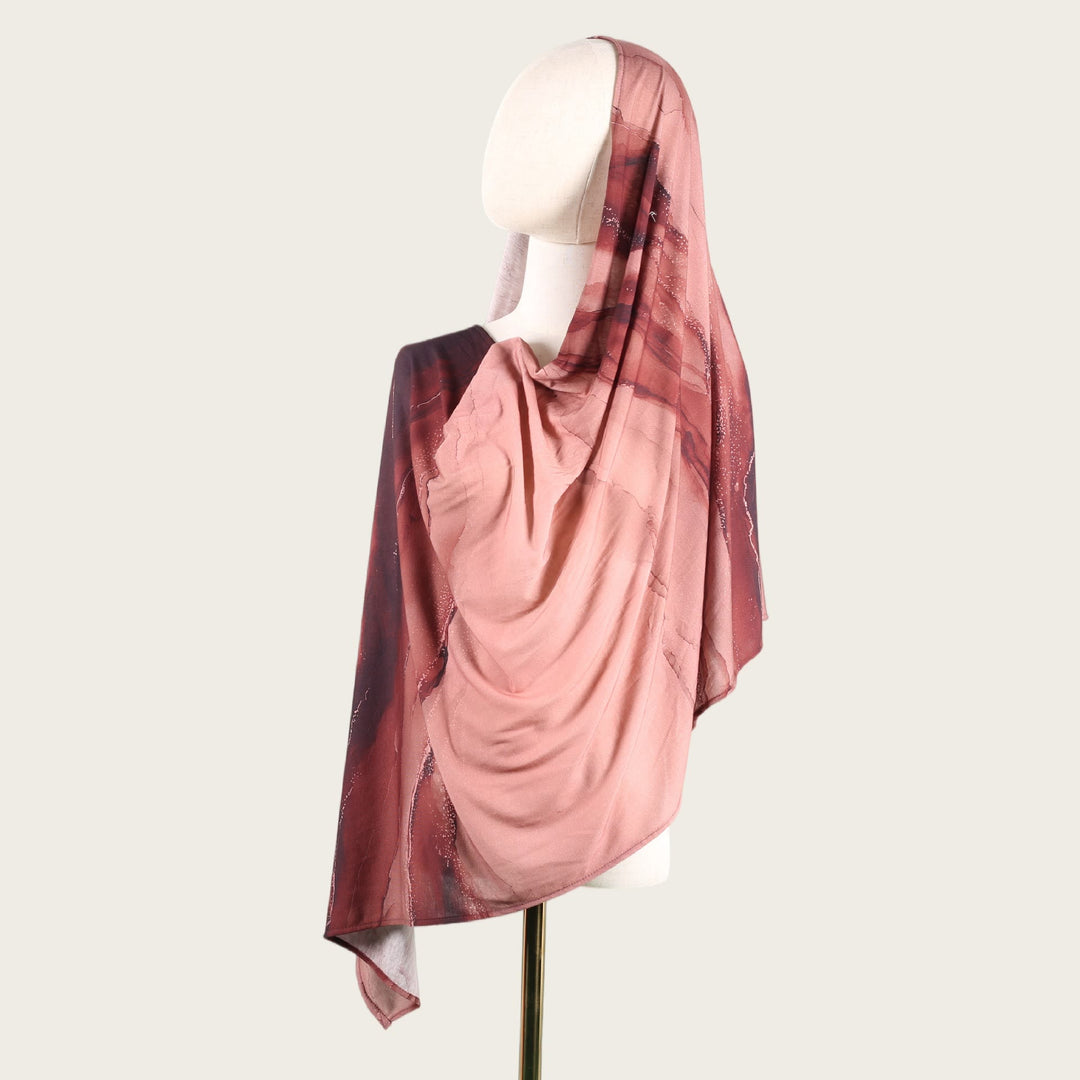 HilalHaven Fluid Hues Art‑Print Satin Cotton Hijab — Multi‑Pattern Long Viscose Head Scarf - 10 - image 19