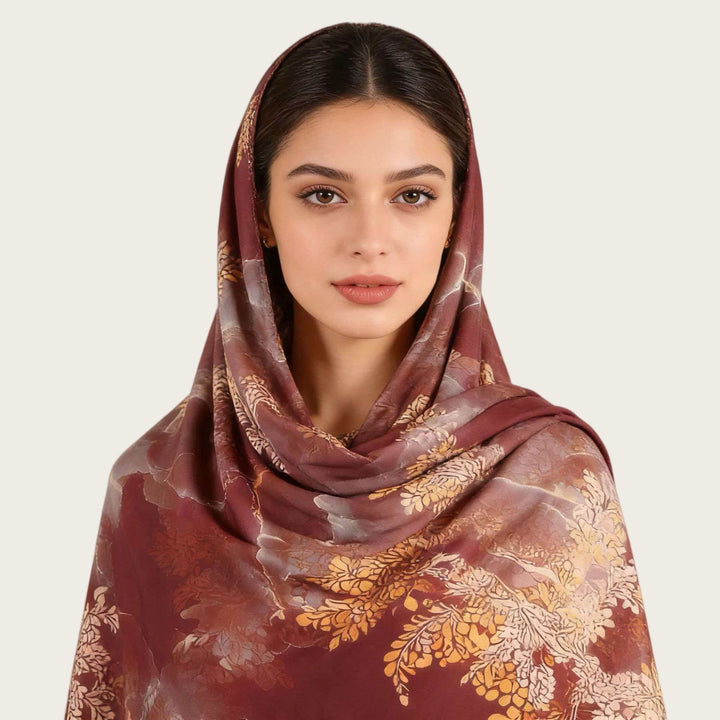 HilalHaven Fluid Hues Art‑Print Satin Cotton Hijab — Multi‑Pattern Long Viscose Head Scarf - image 66