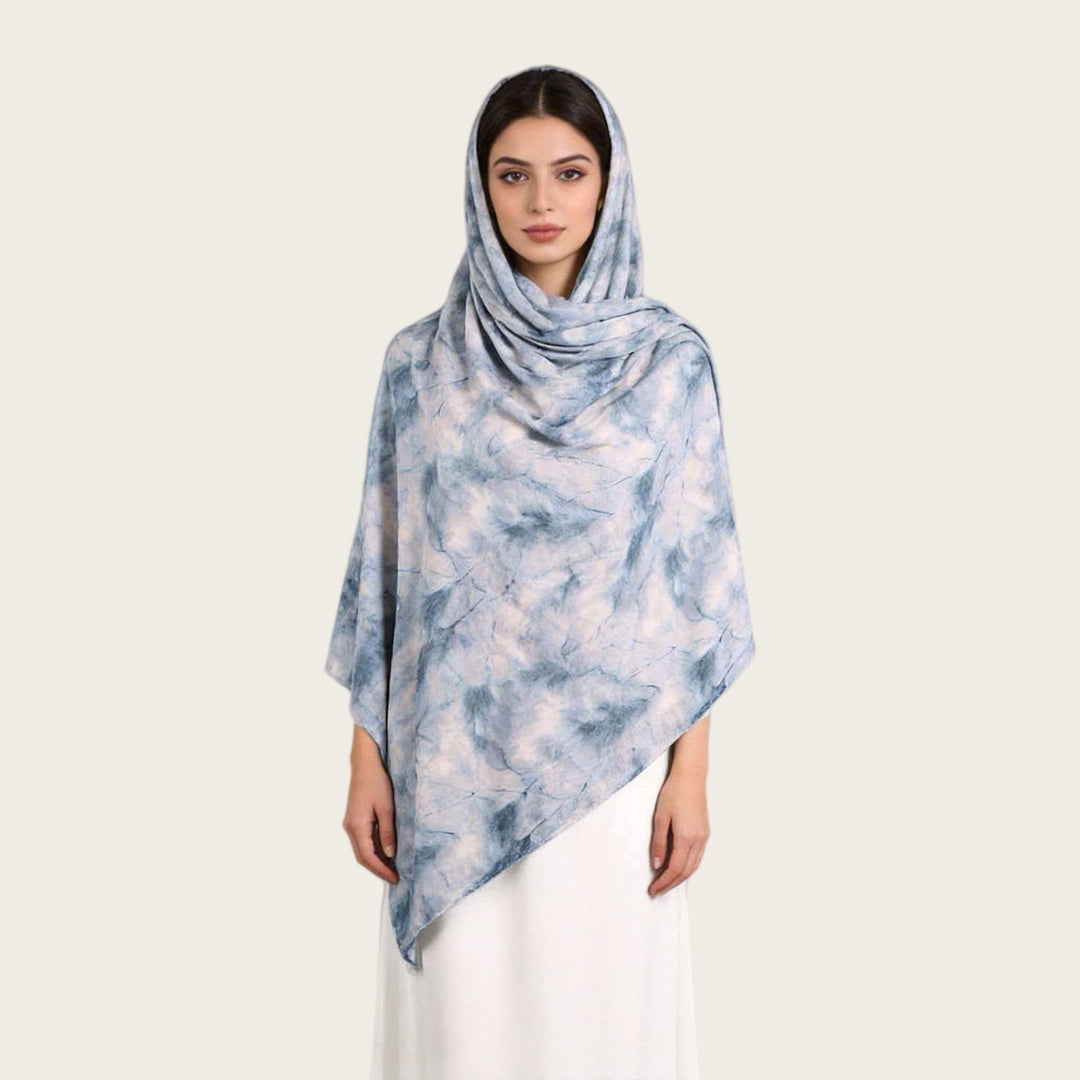 HilalHaven Fluid Hues Art‑Print Satin Cotton Hijab — Multi‑Pattern Long Viscose Head Scarf - image 20