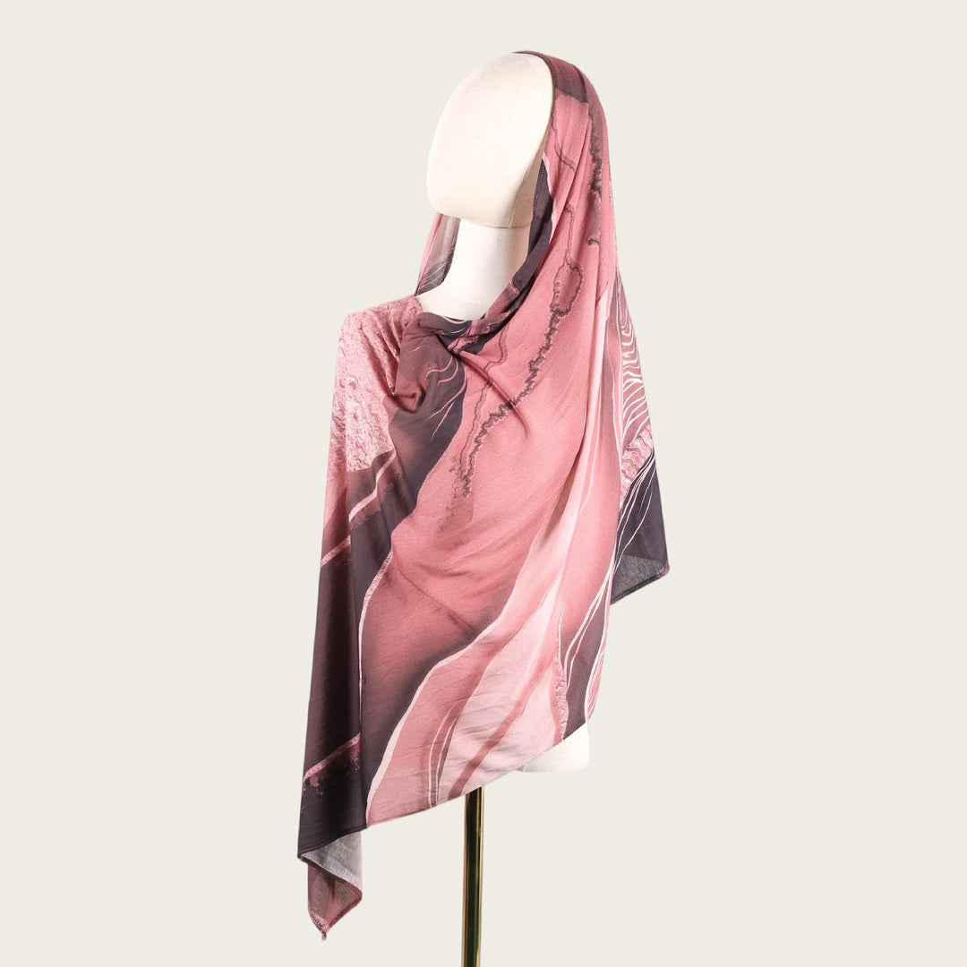 HilalHaven Fluid Hues Art‑Print Satin Cotton Hijab — Multi‑Pattern Long Viscose Head Scarf - 13 - image 25