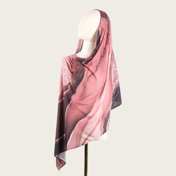 HilalHaven Fluid Hues Art‑Print Satin Cotton Hijab — Multi‑Pattern Long Viscose Head Scarf - 13 - image 25