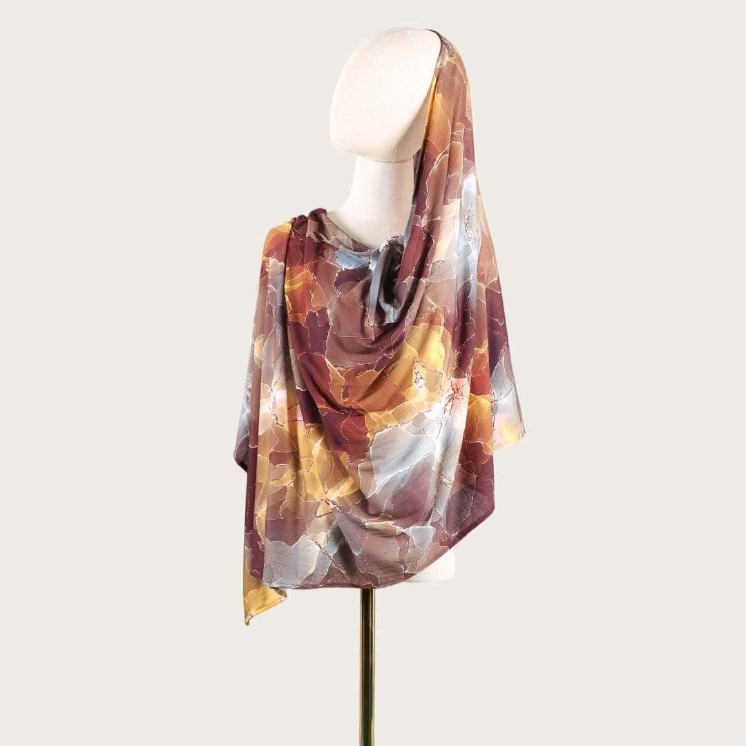 HilalHaven Fluid Hues Art‑Print Satin Cotton Hijab — Multi‑Pattern Long Viscose Head Scarf - 26 - image 51