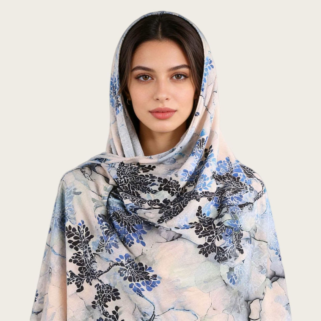 HilalHaven Fluid Hues Art‑Print Satin Cotton Hijab — Multi‑Pattern Long Viscose Head Scarf - image 36