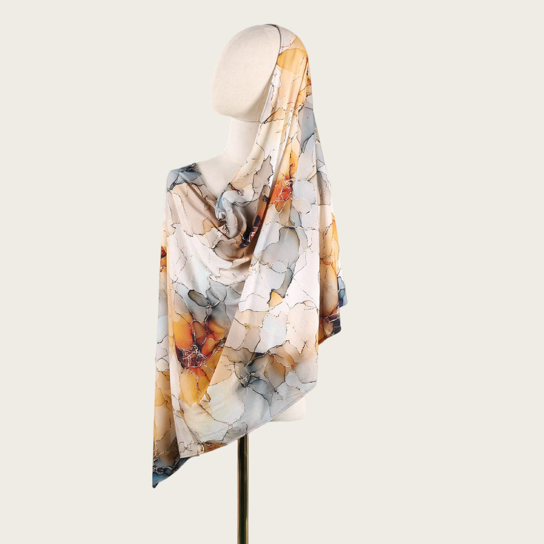 HilalHaven Fluid Hues Art‑Print Satin Cotton Hijab — Multi‑Pattern Long Viscose Head Scarf - 4 - image 7