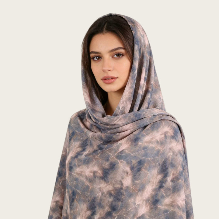 HilalHaven Fluid Hues Art‑Print Satin Cotton Hijab — Multi‑Pattern Long Viscose Head Scarf - image 58