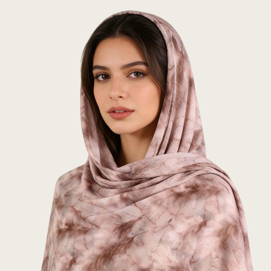 HilalHaven Fluid Hues Art‑Print Satin Cotton Hijab — Multi‑Pattern Long Viscose Head Scarf - image 62