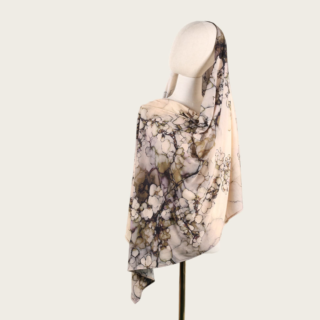 HilalHaven Fluid Hues Art‑Print Satin Cotton Hijab — Multi‑Pattern Long Viscose Head Scarf - 1 - image 1
