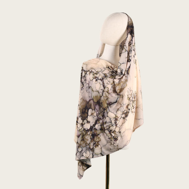 HilalHaven Fluid Hues Art‑Print Satin Cotton Hijab — Multi‑Pattern Long Viscose Head Scarf - 1 - image 1