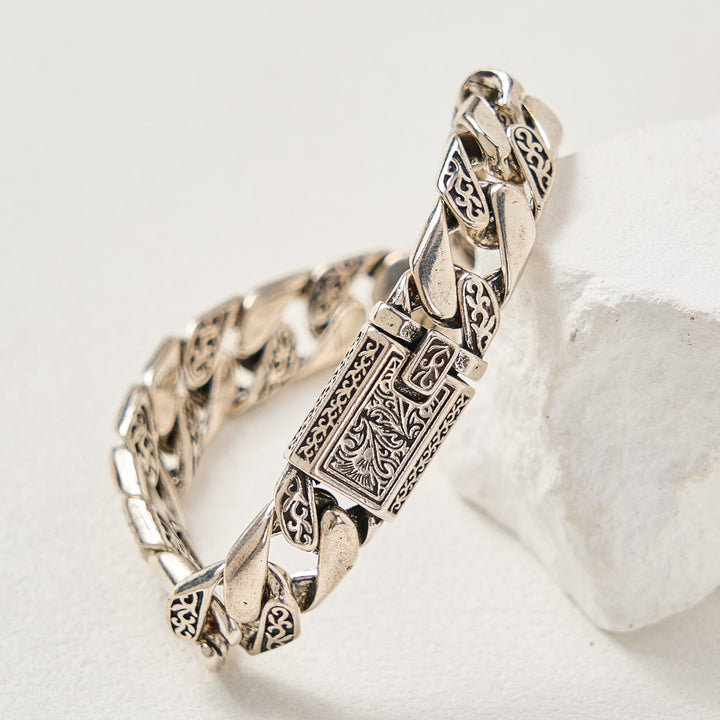 HilalHaven Ornate Arabesque Etched Clasp Heavy‑Link Timeless Daily Bracelet  - image 2