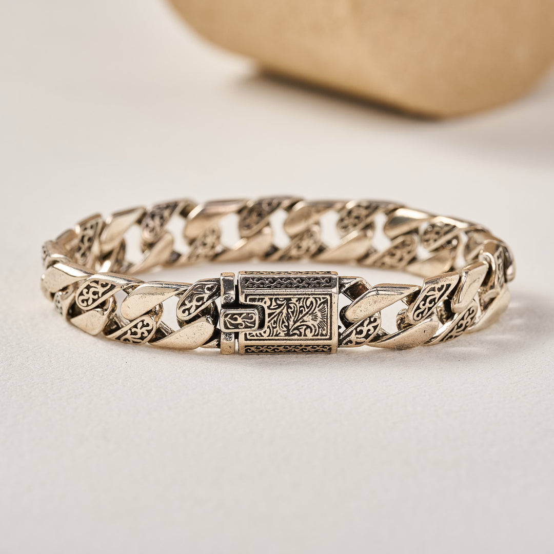 HilalHaven Ornate Arabesque Etched Clasp Heavy‑Link Timeless Daily Bracelet  - image 6